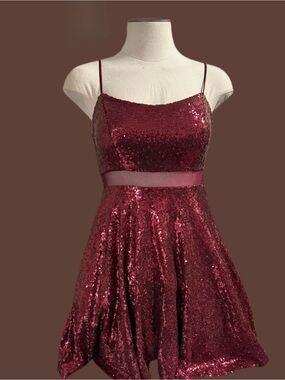 Emerald Sundae Burgundy Sequin Mini Dress